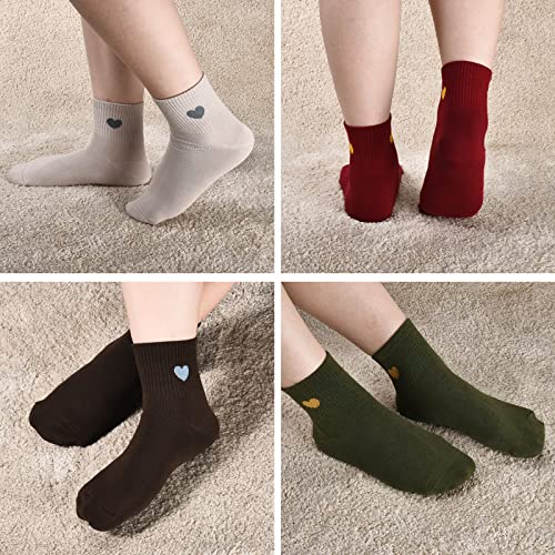 Image of Corlap Women's Cotton Crew Socks - Ankle High Fun Cute Heart Casual Dress Athletic Socks - 5Pairs Gifts for Mother /Her
