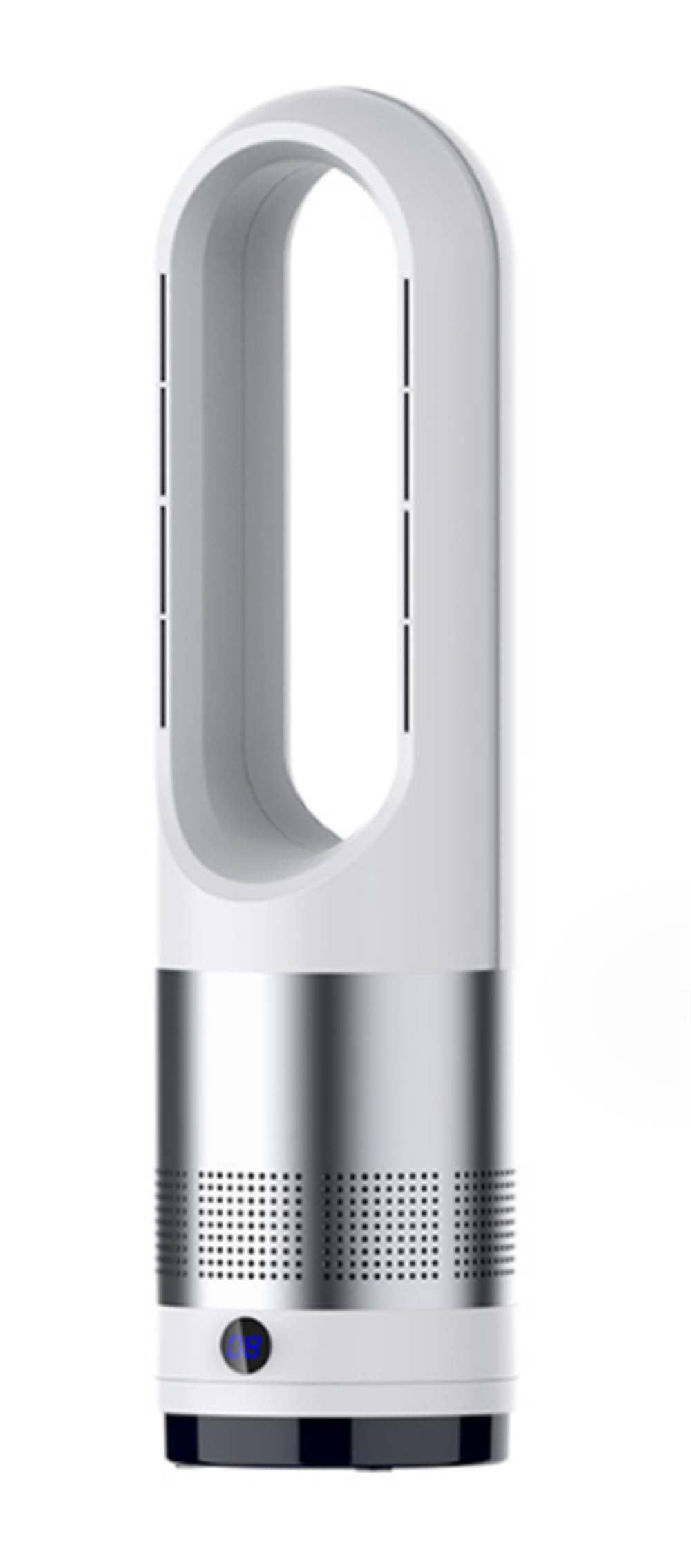 BOodLo Bladeless Tower Fan 80° Swing Heater Cooler Fan 8 Speeds 8 Hours Timer LED Display Hot And Cold Heater Silent with Remote Control,White