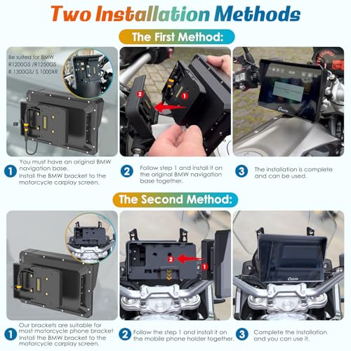 Image of Carpuride W702B Motorcycle Carplay Screen for BMW R1200GS R1250GS S1000XR Motorcycle, 7 inch Waterproof Touchscreen, Portable Carplay /Android Auto GPS Navigation for Motorbike, Dual Bluetooth