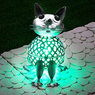 GloBrite Colour Changing LED Garden Metal Scroll Solar Light - Ornament Decoration Patio Light (Cat)