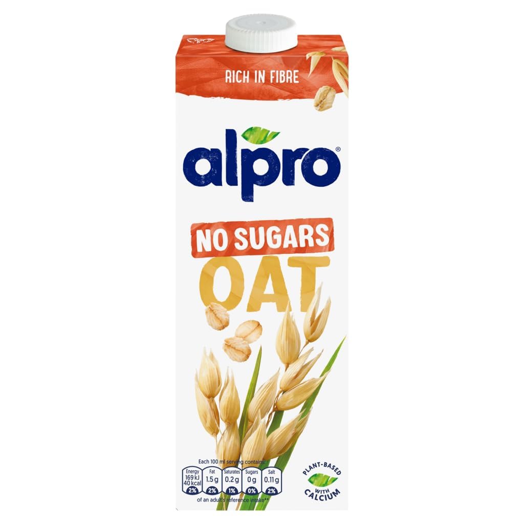 Alpro Oat Unsweetened Drink, 100% Plant-Based, Lactose Free - 1L