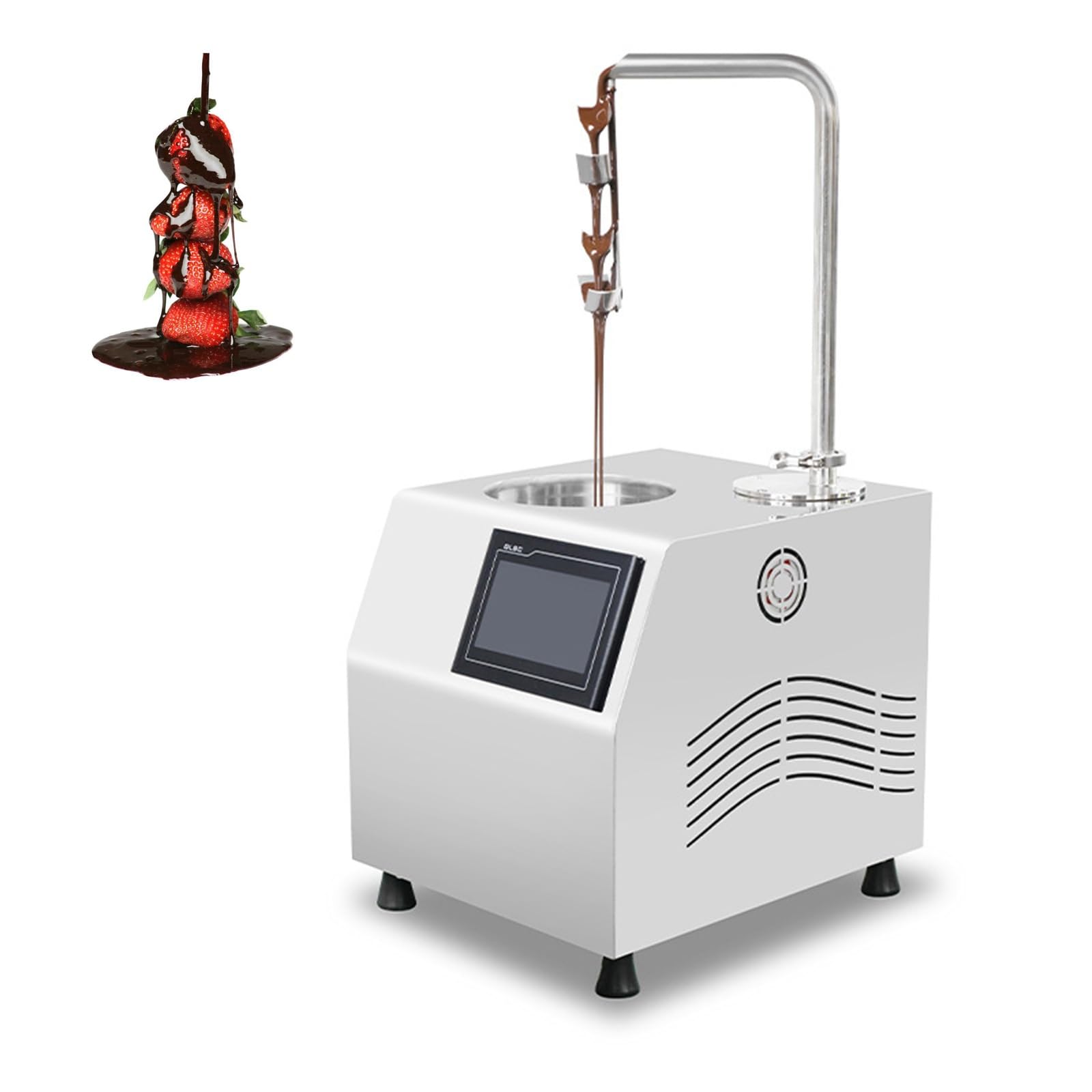 Fuente de Chocolate Comercial, Máquina de Fusión Eléctrica Fuente de Chocolate Fondue con Control de TEMPERATURA, 1000W Acero Inoxidable Calentador y Fundidor de Chocolate Comercial Eléctrico(5.5L)