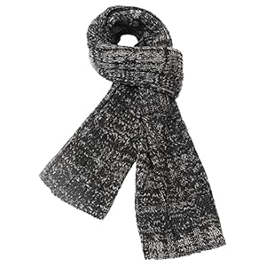 CityComfort Men Knitted Scarf Softer than Cashmere Wool Touch Plaid Solid Gift for Him, Black, One Size