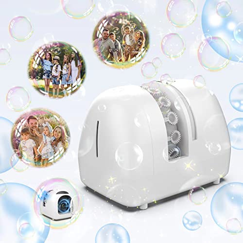 BOHIYAHOO Bubble Machine for Kids Parties Bubble Maker Operated by Plugin or Batteries Outdoors Blower Life Theme Parties Weddings Birthday Parties Create Bubble World Gifts for Boys and Girls