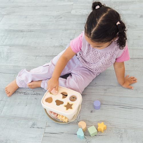 Image of Pearhead Shape Sorter Toy - FSC-Certified Bucket with Carry Handle, 6 Colorful Wooden Blocks, Montessori Fine Motor & Color Recognition, Gender-Neutral Newborn Gift, 1 2 3 Year Old