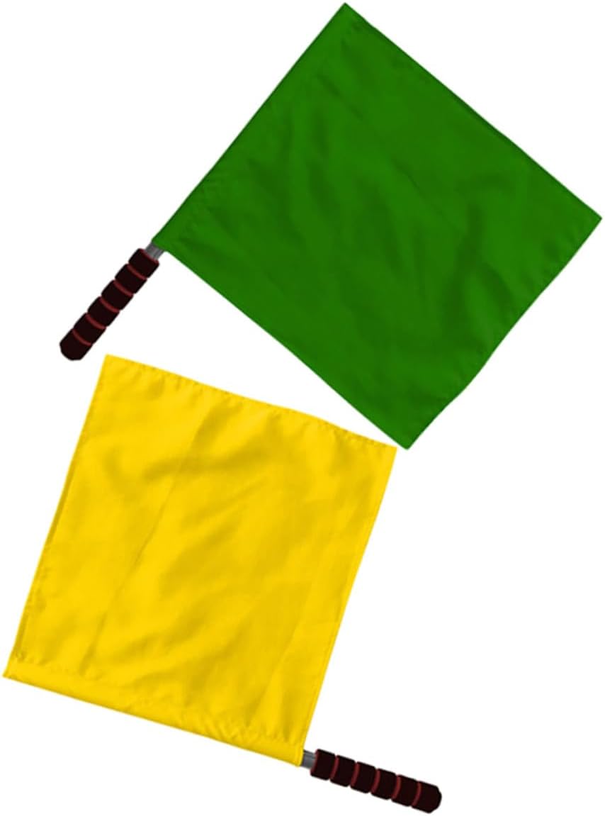 2pcs Handheld Commanding Flags for Traffic and Sports Safety, Yellow and Emerald Signal Flags for Referees, Competition, and Athletic Training