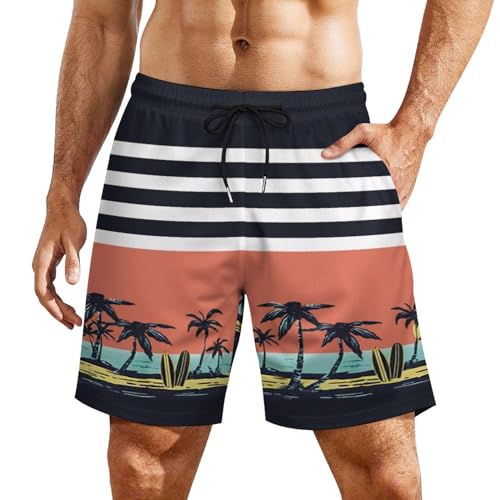 Men's Quick-Dry Swimming Trunks 7 Inch with Compression Liner 2 in 1 Beach Swim Board Shorts with Pockets