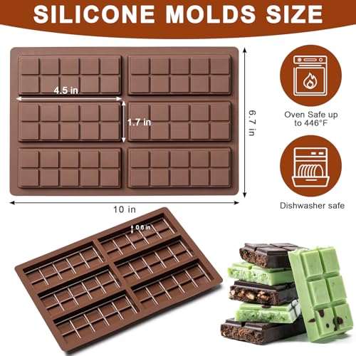 Image of Chocolate Bar Mold,Non-Stick Chocolate Molds,100% Food Grade Silicone Mold (Pack of 2)