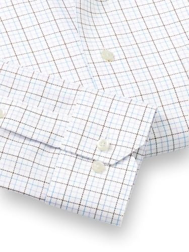 Paul Fredrick Men's Classic Fit Comfort Stretch Non-Iron Tattersall Dress Shirt4