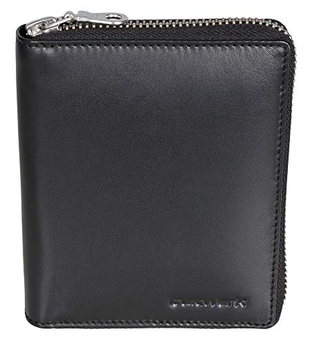 Brown Bear Geldbörse Leder Schwarz Reißverschluss RFID Schutz Blocker Damen Hochformat Echtleder Herren Geldbeutel Männer Portemonnaie hochwertig Portmonaise Frauen Reißverschluss-Börse Cultwerk V Bk