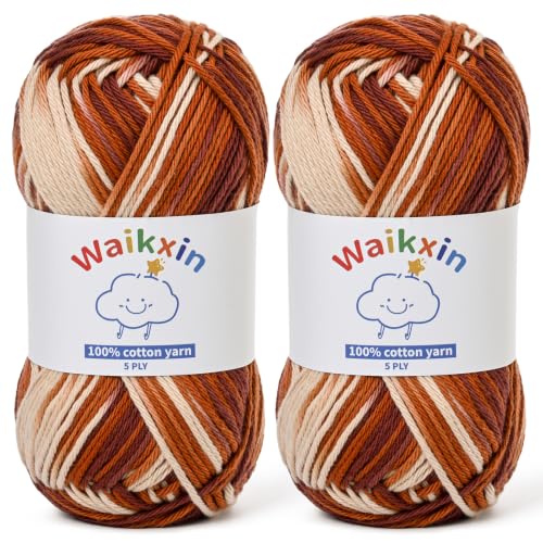 Image of Cotton Yarn for Crocheting - 262.4yds / 3.52oz Baby Yarn for Crocheting Soft - 100% Milk Cotton Yarn 5 Ply Crochet Amigurumi Yarn for Crafts&Puzzle /Socks /Hats(2 Cappuccino)