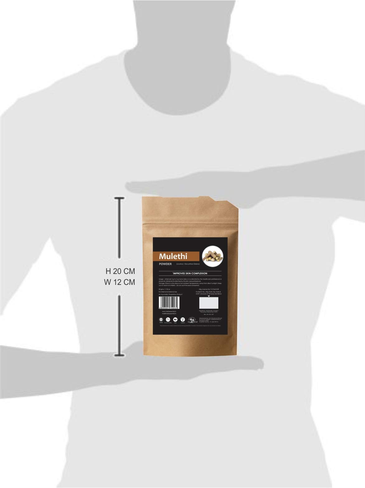 Herb Essential Pure Yastimadhu Licorice Glycyrhiza Glabra Powder, 50 g (Pack of 2)