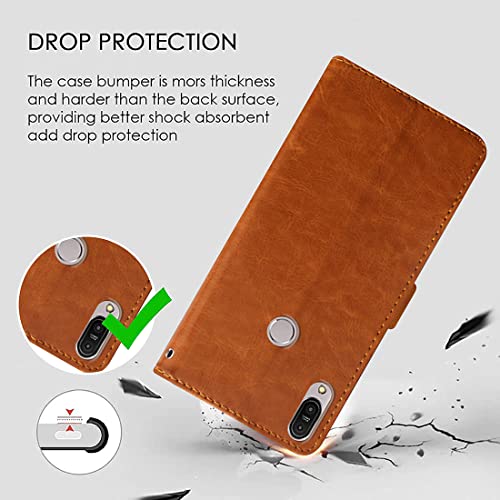 Image of Flip Cover Compatible with Asus Zenfone Max Pro M1 | Premium Leather Finish | Inbuilt Pockets & Stand | Flip Cover Back Case for Asus Zenfone Max Pro M1 (CamelBlack)