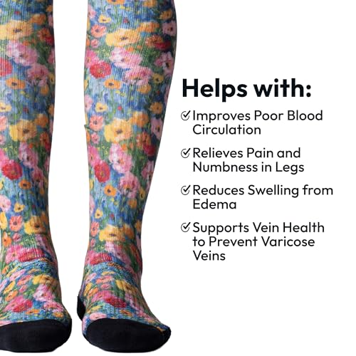 Image of Viasox Compression Socks for Women and Men, Knee High Socks 12-15 mmhg Circulation Support for Flight, Travel, Daily