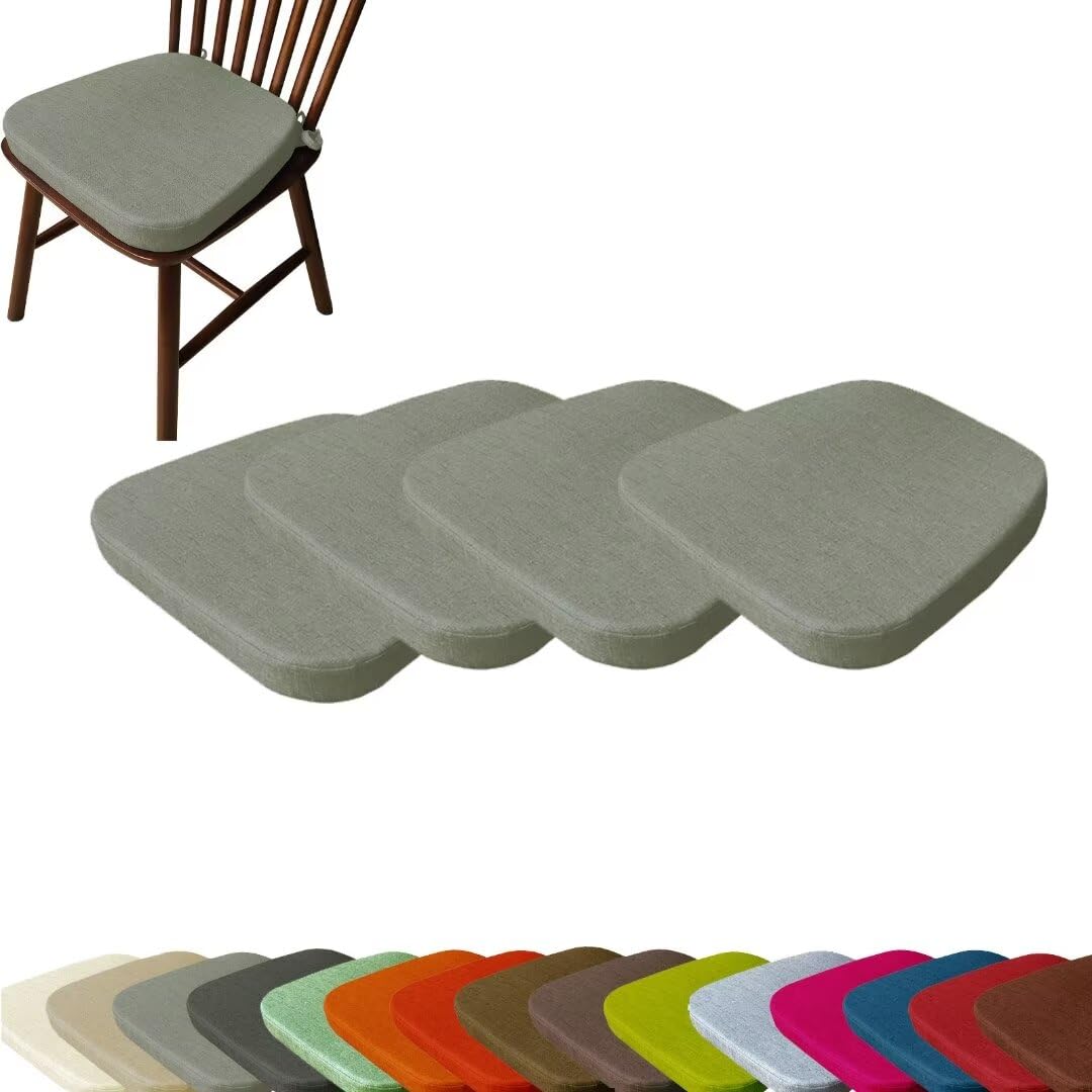 4 stuks kussens met banden wasbare antislip stoelkussens 43 x 42 x 5 cm comfortabele zitkussens voor binnen/buiten gebruik, perfect voor stoelen, banken, Ottomanen en vloeren