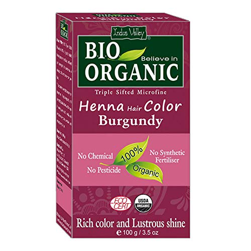 Indus Valley Certified Organic Burgundy Henna Hair Color For Complete Hair Treatment (Prevent Hair Loss & Dandruff)