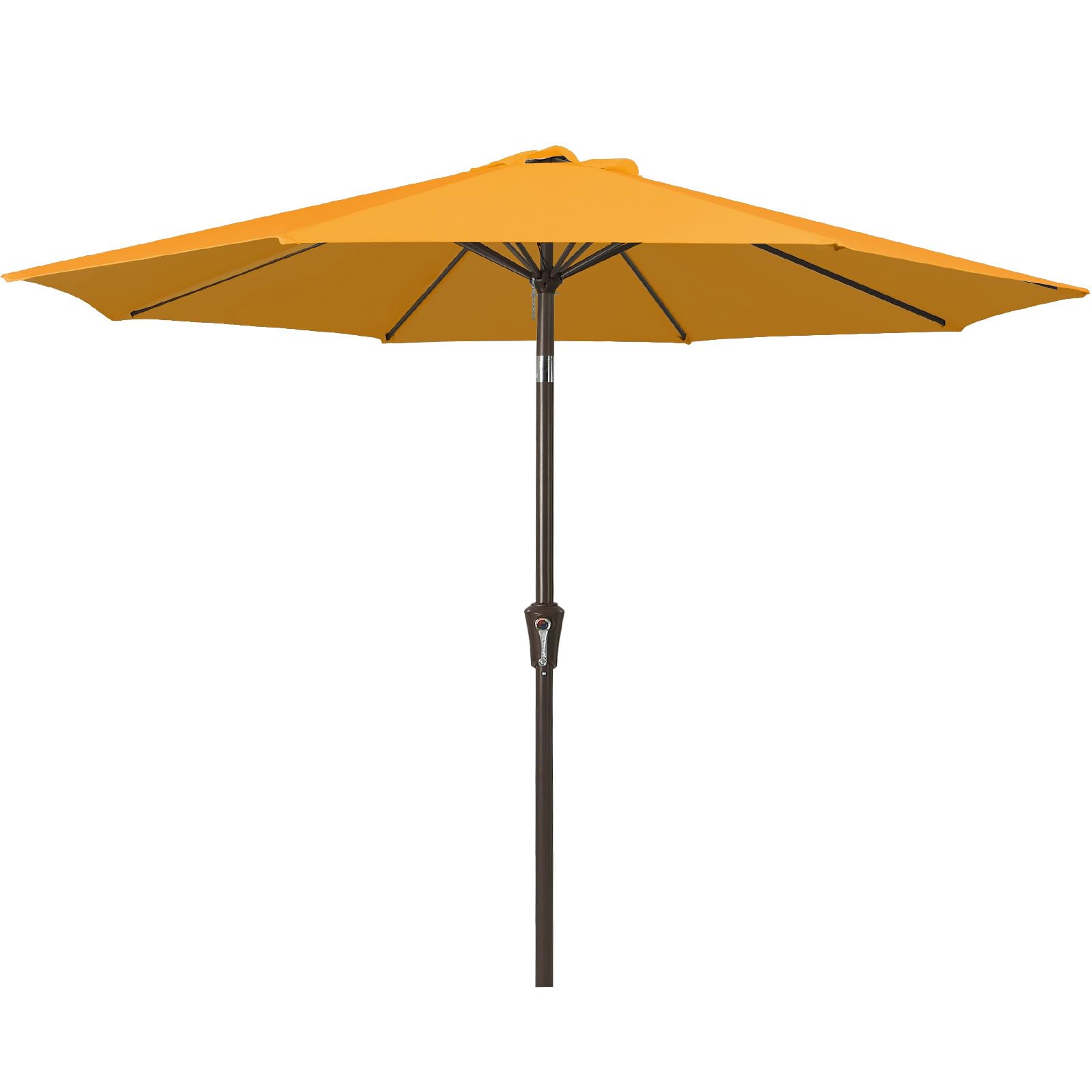 JEAREY 9FT Outdoor Patio Umbrella Outdoor Table Umbrella with Push Button Tilt and Crank, Market Umbrella 8 Sturdy Ribs UV Protection Waterproof for Garden, Deck, Backyard, Pool (Deep Orange)