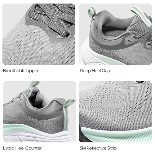 NORTIV 8 Men's Walking Shoes Running Tennis Cushioning ActiveBreeze Non Slip Athletic Gym Workout Comfortable Fashion Sneakers,Size 9.5,Grey,SNWS246M