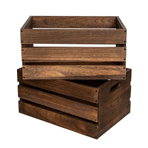 WDECORHOMT 20' L Oversize Wooden Crates For Storage, Wood Milk Crates Of Farmhouse Vintage Brown ,Vinyl Record Storage Crates,Extra Large Size Rustic Decration Wood Storage Crates (Vintage Brown)