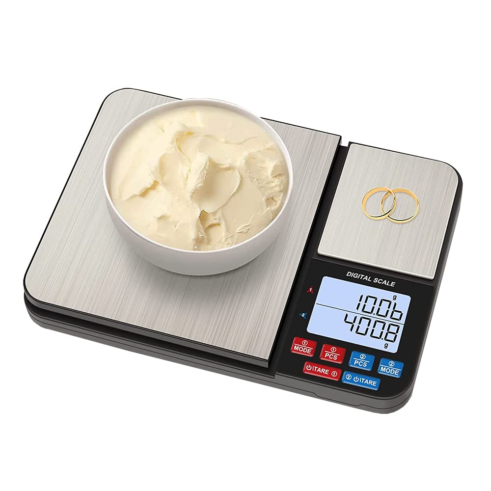 Exrp Dual Platform Digital Kitchen Scale, 11lb/0.1g & 500g/0.01g, High Precision Cooking Food Scale, 7 Units, Tare Function, Auto Off, PCS, Multifunctional for Food Weighing