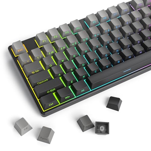 Image of 140 Keys Gradient Keycaps Side Printed Keycap Set Cherry Profile PBT Keycaps Double Shot Shine Through Custom Keycaps for Mechanical Gaming Keyboards(Minutest Dust)