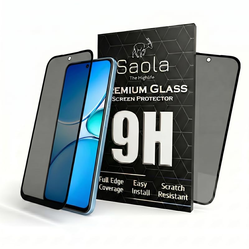 Image of Saola Ultra Privacy Tempered Glass For Realme 15x 5g (PACK OF 1) with Free Installation Kit. Full screen Coverage. Free Replacement If Received Damaged - 6.81 inch