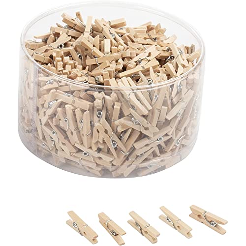 Juvale Mini Wooden Clothespins for Crafts, Tiny Photo Clips (1 x 0.4 Inches, 500 Pack) - Tiny Clothes Pins for Crafts