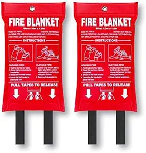 Jemay-Fire Blanket Kitchen, Emergency Fire Blanket for People , Fiberglass Blanket Fire Suppression Blanket, Fire Blanket Emergency, Emergency Survival Safety Cover for Kitchen , AW109 , 2 Packs