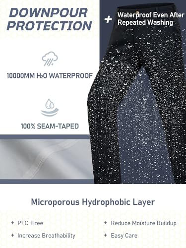 NEW VIEW Men's Waterproof Rain Pants with Ankle Zipper, Lightweight Camo Stretch Pants for Tri Weather Outdoor Travel, Hiking2