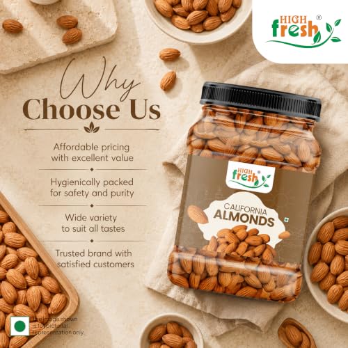 Image of HighFresh California Jumbo Almonds 1kg |Natural Badam Giri | Rich In Protein & Dietary Fiber | Crunchy Texture & Delicious Nutty Flavour | No Added Preservatives Or Artificial Flavors