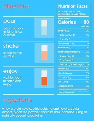 Image of GRAMMS Clear Protein Powder | 20G Whey Isolate | Gluten Sugar Lactose Free | Peach Tea | 18 Servings