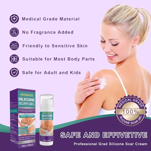 silicone scar cream scar gel - advanced scar gel scar treatment for stretch marks removal old amp new scars surgical scars burns acne c-section keloid scar treatment for women amp men 176oz