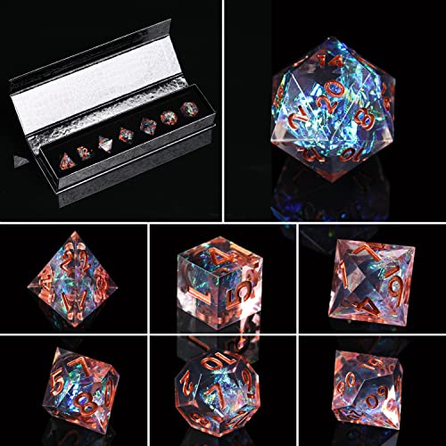 DND Dice Set, RPG Dice, Dungeons and Dragons Dice,Sharp Edges Dice for D&D Table Games Role Playing Rolling(Smoky Pink)