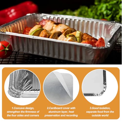 45 Stück Aluschalen mit Deckel Set – Premium Grillschalen Aluminium (1900ml/700ml/450ml) – Alu Grillschalen Wiederverwendbar für Backofen & Grill – Fettauffangschale Gasgrill & Aufbewahrung