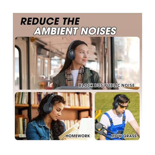 BERIBES Upgraded Hybrid Active Noise Cancelling Headphones with Transparent Modes,70H Playtime Bluetooth Headphones Wireless Bluetooth with Mic, Deep Bass,3.5MM Cable,Soft-Earpads,Fast Charging-Black - Image 8