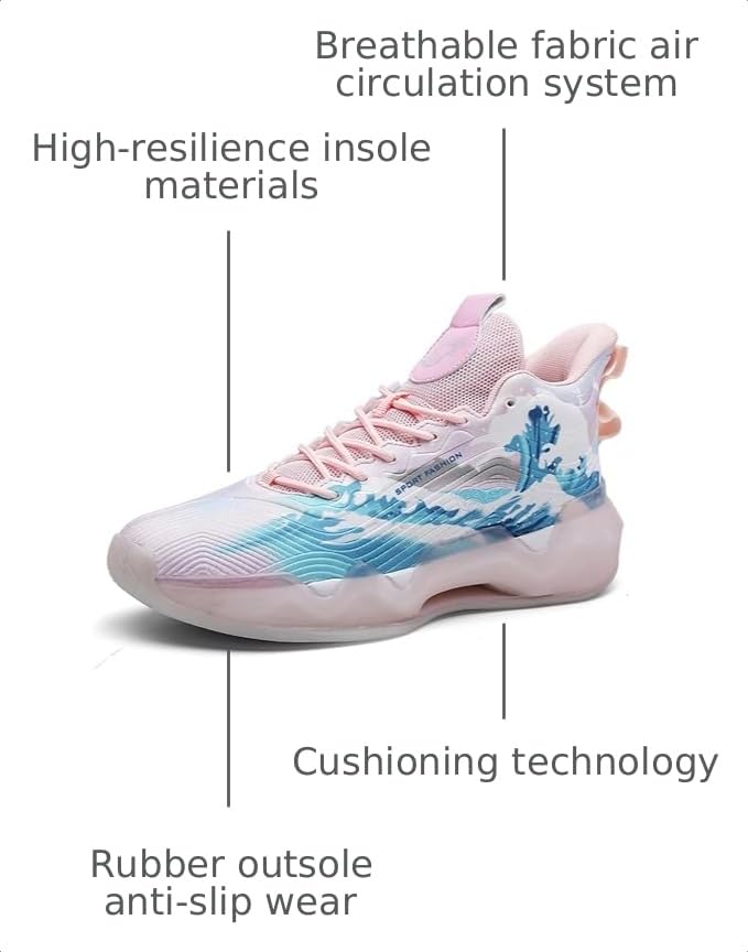 Image of Men's High-Top Basketball Shoes Anti-Slip and Wear-Resistant Soles Running Shoes Graffiti Design Fashionable Sports Shoes