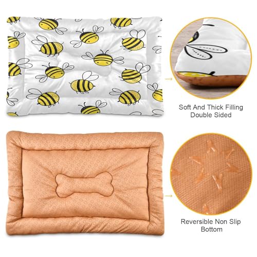 Image of Blueangle Flying Bumble Bees Pet Bed - Comfortable Calming Dogs Cat Bed Mat, Soft Plush Surface Pet Bed Cushion Bed for All Season, 36x24inch