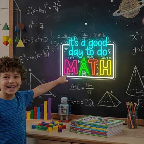 Image of Horseneon It's A Good Day to Do Math Neon Sign Led Light Dimmable Math Neon Sign for Classroom Neon Lights for Classrooms LED Classroom Signs Gift for Teachers Children