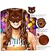 CurcKua Faux Fox Tail Fox Costume Halloween Therian Mask Furry Mask Tail and Furry Paws Plush Mask Fluffy Paw Gloves and Tails Cosplay Costumes for Women Halloween Dress up Party Red Brown