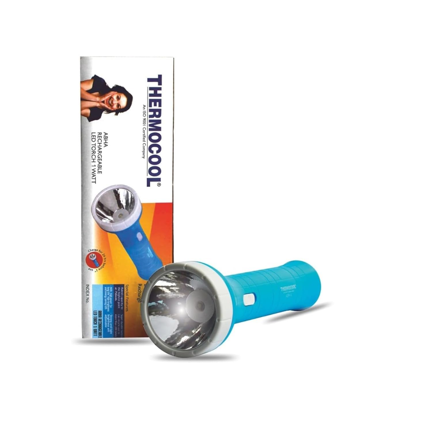 Thermocool Abha Rechargeable LED Torch 1 Watt | Bright Led Rechargeable Torch|Long Running Life|Color (Blue) (B0CJ9HB6ZQ) Amazon Price History, Amazon Price Tracker