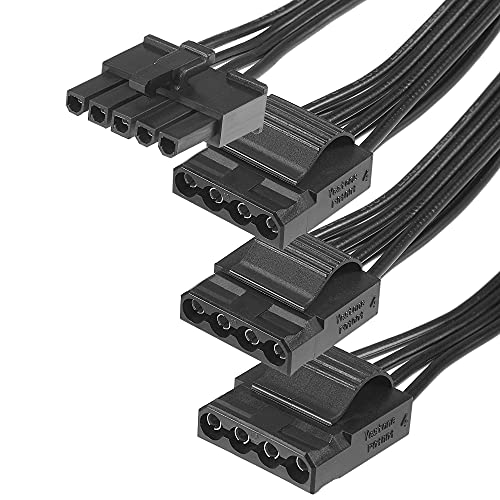 Cable de alimentación uxcell PCIe 4 Pin a 3 IDE Female SATA 67 cm