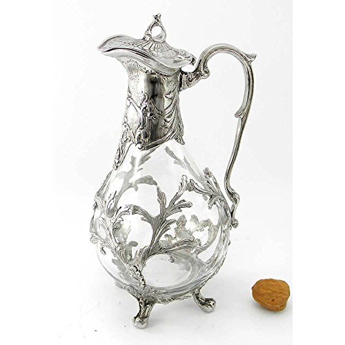 Cavagnini Jugendstil Glaskanne Hartzinn 100% Made in Italy Kunsthandwerk, Silber, Krug, Kanne mit Deckel