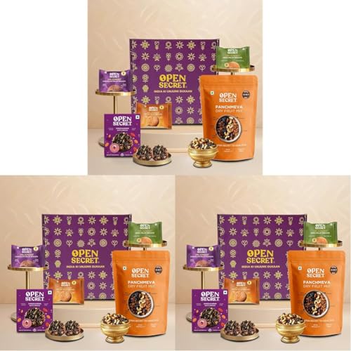 Image of Open Secret Premium Gift Hamper | Combo of 5 | Ideal Gifting for Christmas, Secret Santa & New Year Season | Healthy Assorted Snacks & Cookies | Panchmeva, Jeera, Chocolate & Butter Biscuits, Cookies | Dry Fruit Gift Box, Chocolate Gifts, Dry Fruits, Healthy Premium Hamper, Gifts for colleagues, Employee Gifting