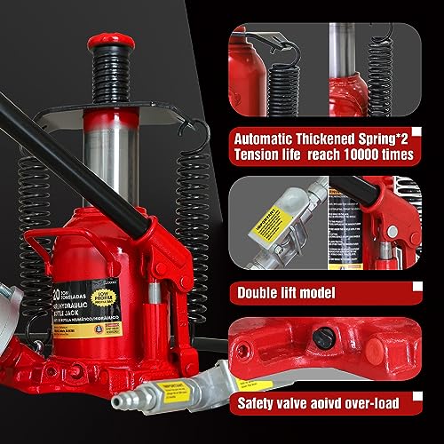 Big Red TQ20006D 20 Ton (40,000 Lbs) Torin Welded Low Profile Pneumatic Air Hydraulic Car Bottle Jack thumb #3
