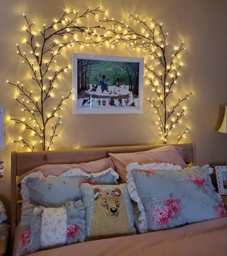 Image of LKGOOD Vines for Home Decor with Remote Control On /Off Timmer Dim,7.5Ft Christmas Decorations Artificial Tree Branches with 144 LEDs Enchanted Willow Vine for Indoor Walls Bedroom Decor(1PCS)