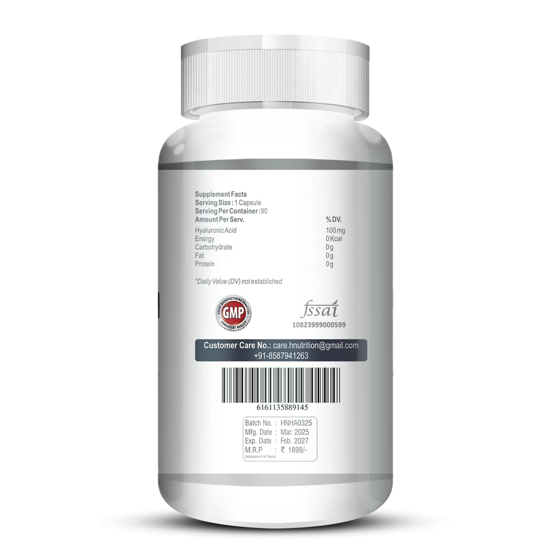 Healthy Nutrition Hyaluronic Acid - Hair Skin Vitamins Supplement-Veg -90 Caps 1
