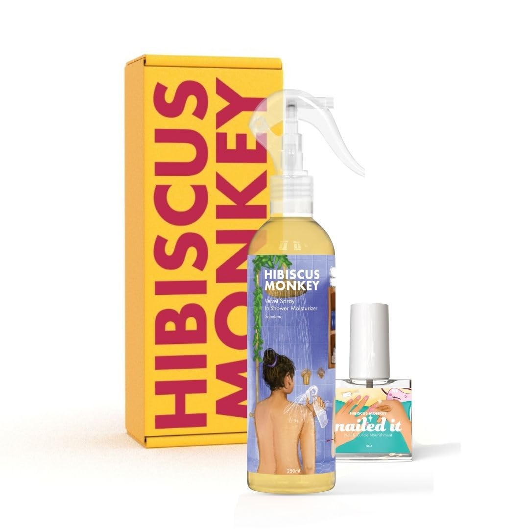 Hibiscus Monkey Skincare Premium Gift Set | Best-seller Velvet Spray Squalene & Nailed It Festive Season, Diwali, Onam, Pongal, Corporate Gift Hamper