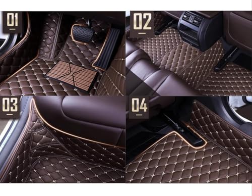 Image of Premium 7D Car Floor Mat Full Set for MG M9-7 Seater (All 3 Rows)|| Luxury Leather with Grass Mat Complete Set || 100% Waterproof and Washable || Color : (Coffee)