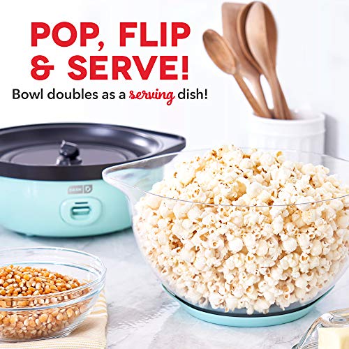 Dash Smartstore™ Deluxe Stirring Popcorn Maker, Hot Oil Electric Popcorn Machine With Large Lid For Serving Bowl And Convenient Storage, 24 Cups – Aqua #TOP2
