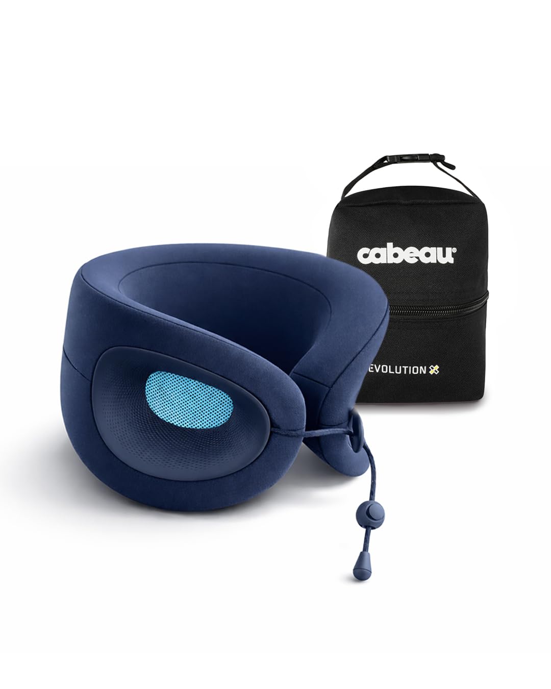 Cabeau Evolution X Deluxe - Best Travel Neck Pillow with Travel Bag (Dark Blue/Light Blue)